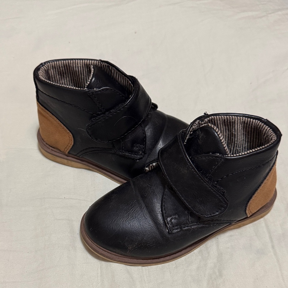 Tahari Bulter-T Faux Leather Faux Suede Black & Brown Dress Boots Toddler Shoes